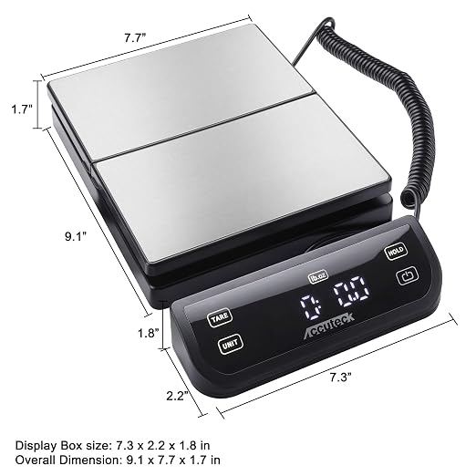 Accuteck 8880 High Accuracy Digital Shipping Scale and Postal Scale, 0.1oz Precision (Stainless Steel with Touch Screen, 150LB)