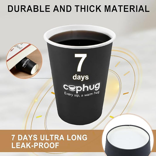300 Pack 8 oz Disposable Paper Coffee Cups, 8 Ounce Black Paper Hot Coffee Cups–Perfect for Hot Beverages, Party, Office, and Home Use