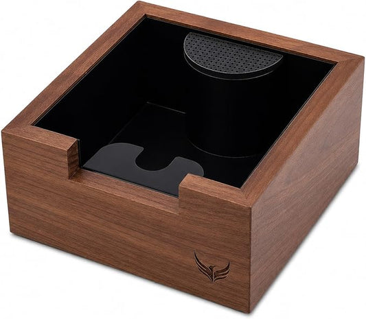 Wooden Espresso Knock Box Walnut Dump Bin for Coffee Grounds Disposal Durable, Shock-Absorbent Espresso Machine Accessories, Easy to Clean Tamper Station