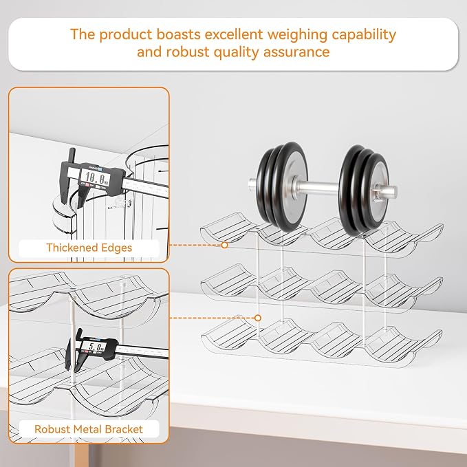Yieach 3 Tier Stackable Wine Racks Countertop,Sturdy and Durable Wine Rack Free Standing Floor for Inside Cabinet,Clear Water Bottle Organizer and Wine Storage Racks Holder for Pantry,Table,Kitchen