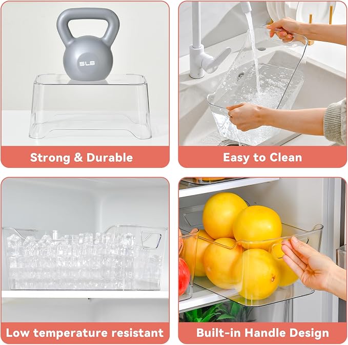 Clear Plastic Storage Bins - 12 Pack Pantry Organizers and Storage, Clear Pantry Organizer Bins, X-Large Plastic Containers with Handle for Kitchen, Cabinet, Bathroom, Classroom Organization