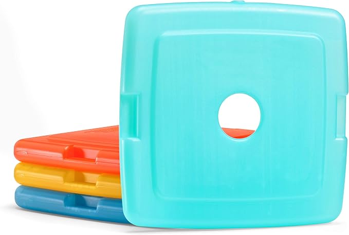 Cool Coolers by Fit + Fresh, 4 Pack Slim Ice Packs, Space Saving Reusable Ice Packs for Lunch Boxes or Coolers