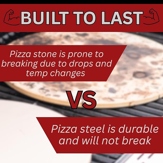 ThermiChef 14" by 14" Pizza Steel (3/8" Deluxe Thickness) - Multipurpose Cooking Steel for Ovens & Grills - Made in the USA