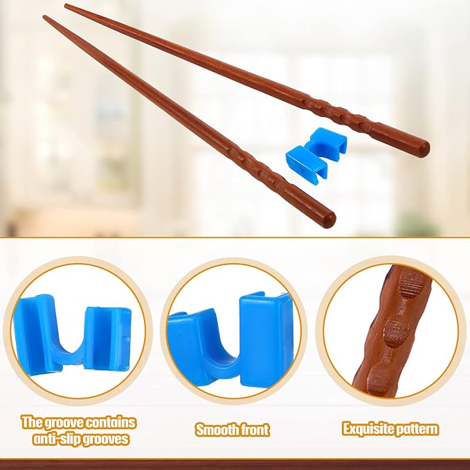 5 Pairs Reusable Chopsticks Helpers Training Chopstick for Beginner Replaceable Practice Chopsticks Non-slip Training Chopstick for Adults Learner(Wood,Multi Colors)