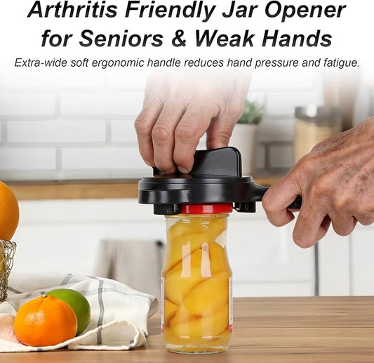 2026 Upgraded 4-in-1 Jar Opener for Seniors Adjustable | Stainless Steel Lid Opener with Handle, Includes Hook & storage bag , Can Opener for Arthritis and Weak Hands