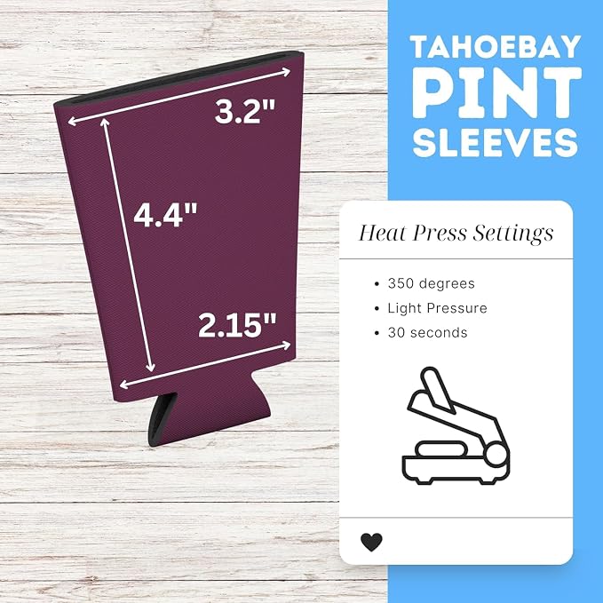 TahoeBay Blank Pint Glass Sleeves, Beer Coolers, 6-Pack, Maroon | Insulating Foam Cooler, 16oz Collapsible Tapered Beverage Holder, Bar Cup Insulator for Transfer Vinyl, HTV, Sublimation, DTF