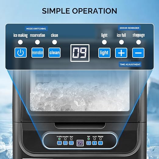 ROVSUN Commercial Ice Maker 70LBS/24H with 2 Water Inlets, Stainless Steel Ice Machine Countertop & Freestanding for Restaurant Bar with 11lbs Storage Bin, Ice Scoop, Drain Pipe & Water Filter