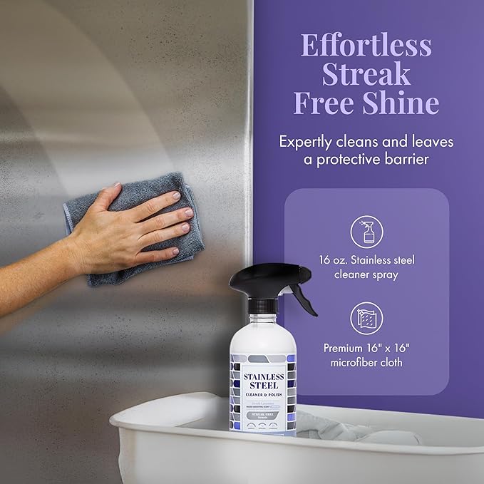 Therapy Stainless Steel Cleaner and Polish, Lavender Essential Oil Scent, Sink Cleaner, Fingerprint & Residue Remover