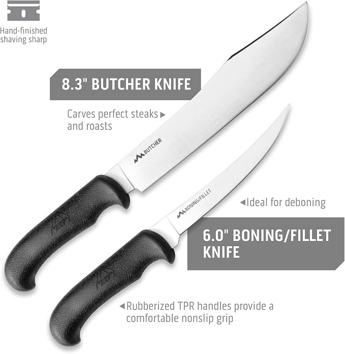 Outdoor Edge Game Processor, PR-1, Complete 12-Piece Hunting Knife Kit for Processing Big Game, Full Tang 420J2 Stainless Razor Sharp Blades, TPR Non-Slip Handles, Sturdy Hide-Side Storage Case