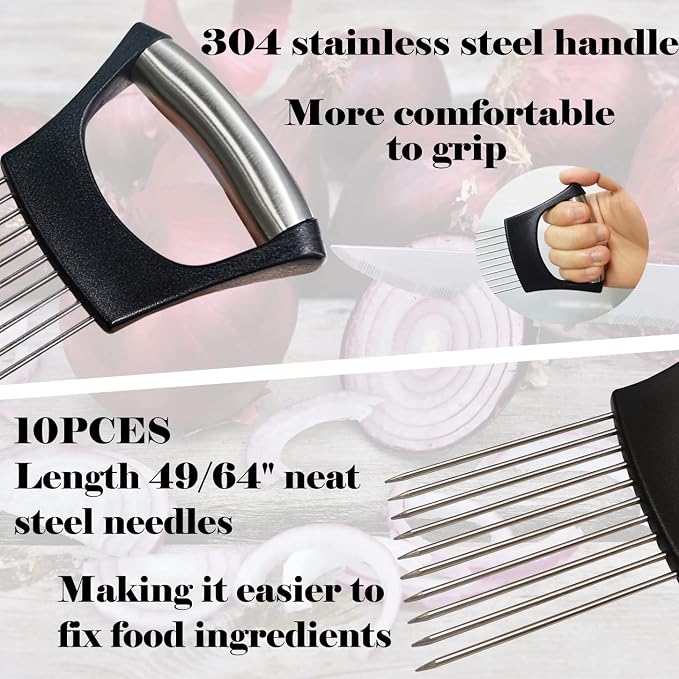 Onion Slicer Holder, Onion | Tomato | Potato | Apple | Egg Holder for Slicing, Vegetables | Fruits Slicer Holder, Meat |Beef Chopper, Multi-Purpose Kitchen Accessory, 2 Pack