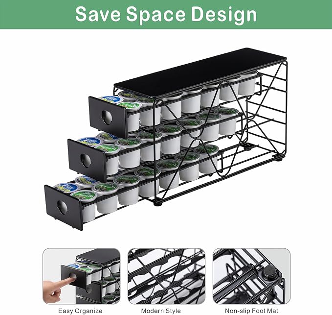 FlagShip K Cup Holder 3 Tier Coffee Pod Holder for K Cup Organizer Save Space Countertop Kitchen (42 Pods Capacity)