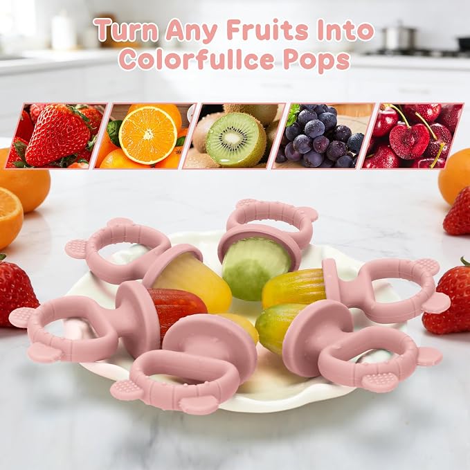 Silicone Baby Popsicle Molds with Sticks, Mini Popsicles Molds for Babies | Breastmilk Popsicle Molds for Teething Relief, Frozen Treats Maker Popsicle Maker Ice Pop Mold for Toddlers Kids(Pink)
