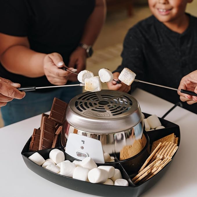 Sharper Tabletop Indoor Electric S'mores Maker | Smores Kit with 6 Roasting Stics | Flameless Tabletop Marshmallow | Movie Night Fun with Family and Kids