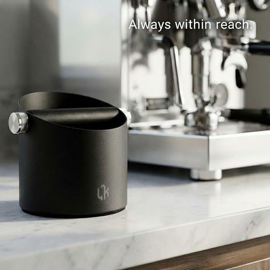 Espresso Knock Box – Coffee Knock Box Stainless Steel, 23-Puck Large Capacity Coffee Puck Knock Box with Non-Slip Base & Quiet Bar for Espresso Machine, Black