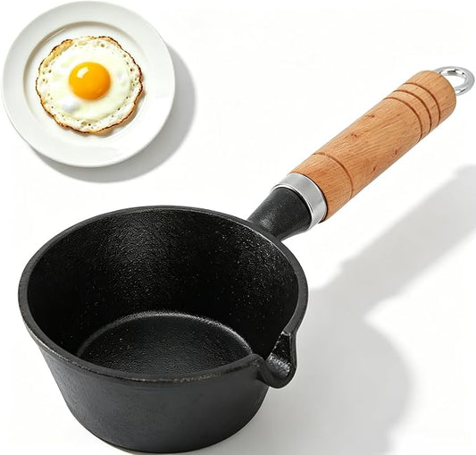 4.3x2.0 Inch Mini Frying Pan, Cast Iron Omelette Pan & Egg Skillet, Solid Iron Non-Stick Durable, Compact for Home Kitchen, Camping and Outdoor Cooking