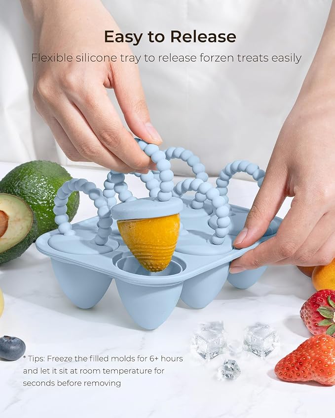 All-Silicone Baby Popsicle Molds with Sticks, AODISTUCE 1oz Popsicle Molds for Babies Breastmilk Popsicles Molds for Teething Relief, Frozen Treats Maker Popsicle Maker Ice Pop Mold for Toddlers Kids
