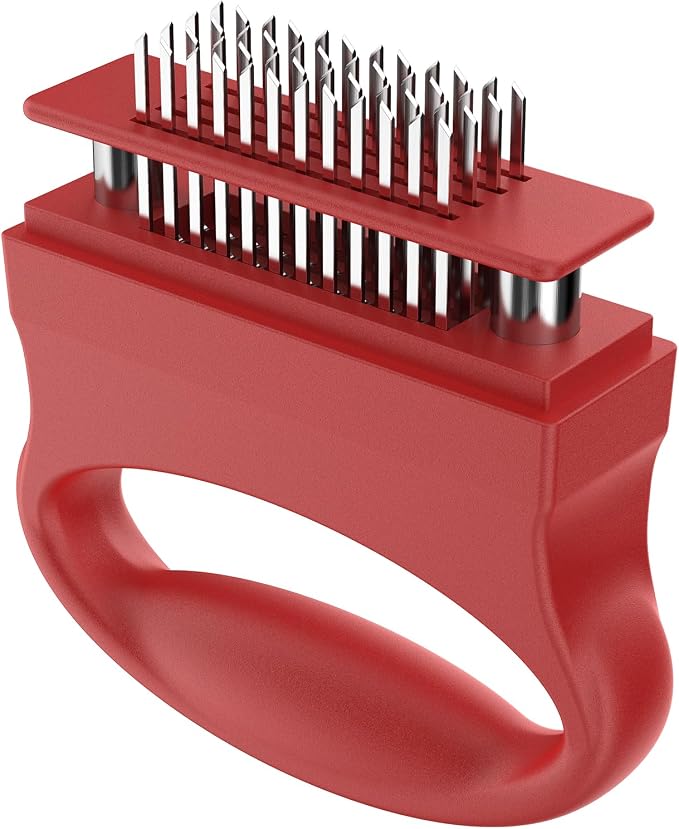 Meat Tenderizer Tool with 48 Stainless Steel Blades, Heavy-Duty Needle Tenderizer for Steak, Beef, Pork & Chicken, Kitchen Cooking Gadgets Tools Red