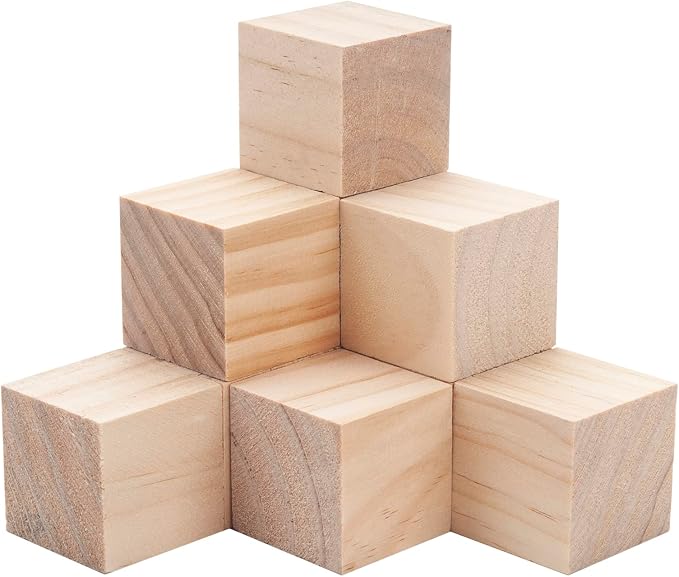 Wooden Cubes Wood Blocks for Crafts, 2 inch 10 PCS Blank Large Wooden Blocks for Crafts and Decor, Unfinished Natural Solid Squares Wood Cubes for Carving, Letter Stamps, Model Making