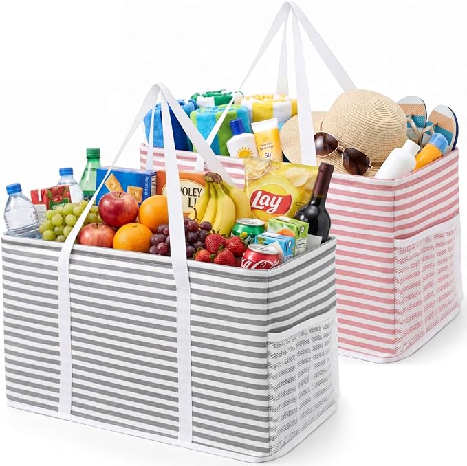 Lifewit Extra Large Tote Bag, Reusable Grocery Bags with Metal Wire Frame and Handles