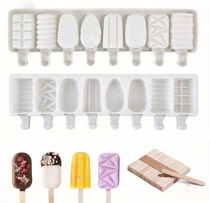 8-Cavity Silicone Popsicle Mold, Geometric-Shaped Ice Cream Mold, BPA-Free Ice Pop Mold, Suitable for Making Cake Pops, Popsicles, Cake Popsicles