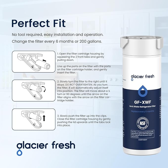 GLACIER FRESH XWF Replacement for GE XWF Refrigerator Water Filter 3 Pack