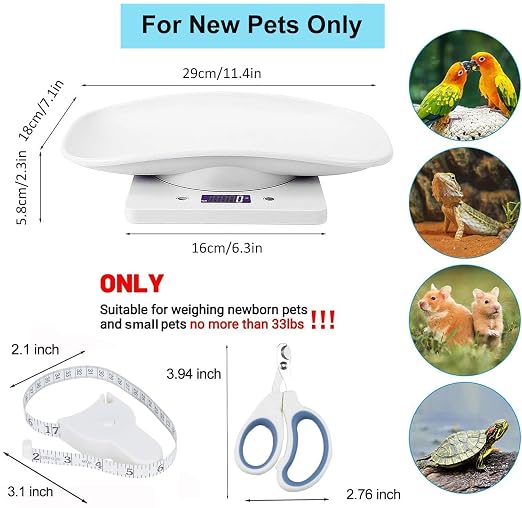 Digital Pet Scale,Puppy Scales for Weighing,Baby Scales for New Pets Only | Digital Small Animals Scales for Weighing,Whelping Supplies,Kitten Scale for Newborn Dog Cat Crawl Pet,Capacity up to 33 lb
