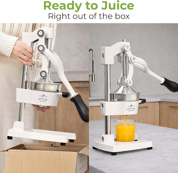 Zulay Kitchen Cast Iron Juicer - Heavy Duty Manual Juicer with Detachable Strainers for Easy Cleaning, Orange Juice Press for Citrus Fruits, Perfect for Bartenders, Juice Lovers & Health Enthusiasts