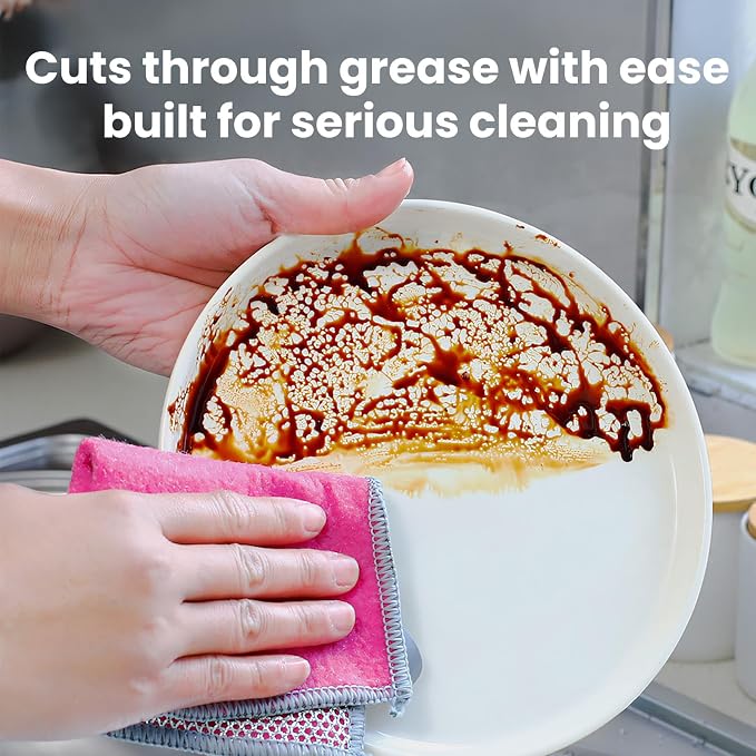 Multifunctional Non-Scratch Wire Dishcloth, 10PCS Double Layer Multipurpose Wire Dishwashing Rags for Wet and Dry, Dish Cloths for Washing Dishes, Stovetops, Kitchen Countertops with Ease
