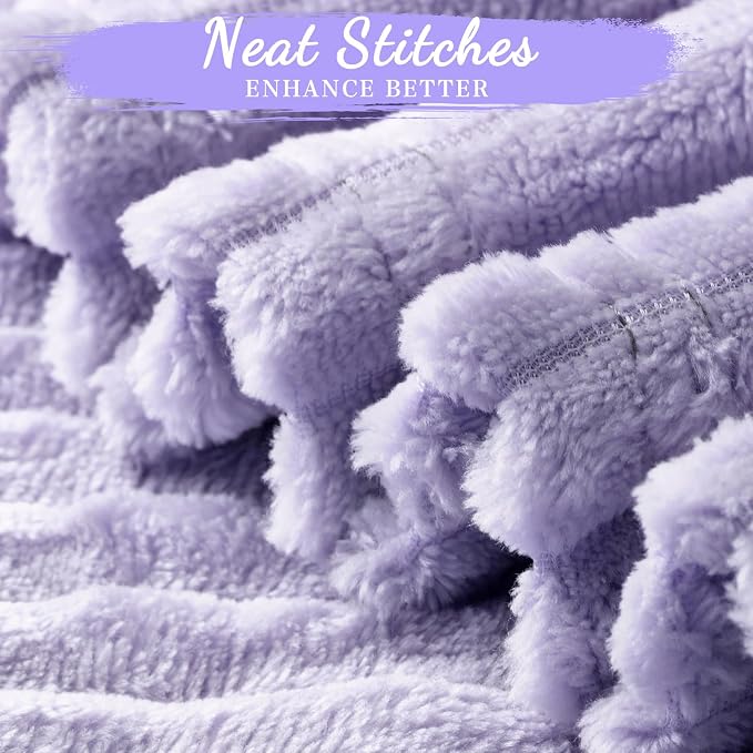Buryeah 24 Pcs Flannel Throw Blanket Bulk 50 x 60 in Sleepover Blanket Outdoor Wedding Throw Lightweight, Oeko-tex Standard 100 Certified for Sofa Homeless Gifts (Light Purple)