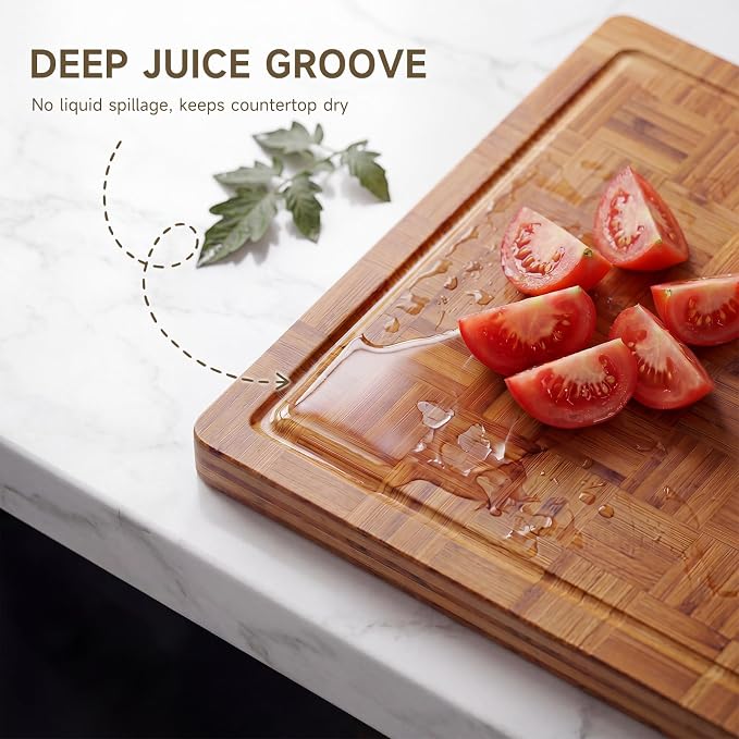 Large Cutting Board Set,Bamboo Wood Cutting Boards For Kitchen,3 Packs | Chopping Board With Juice Groove, For Butcher Block,Vegetables,Fruits And Cheese