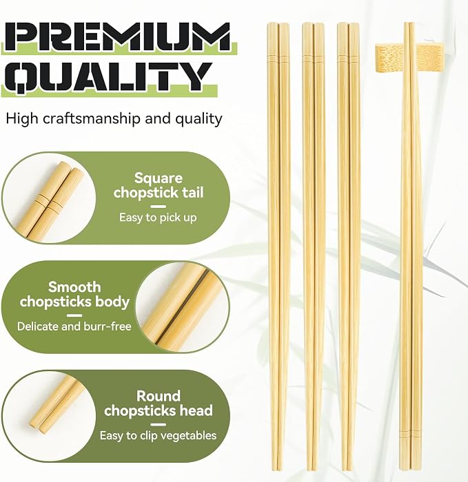 12 Inch X 3 Pairs Chopsticks,Reusable,Extra Long Simplea and Minimalistic Design,More Size Choices 7"/9.5"/12"