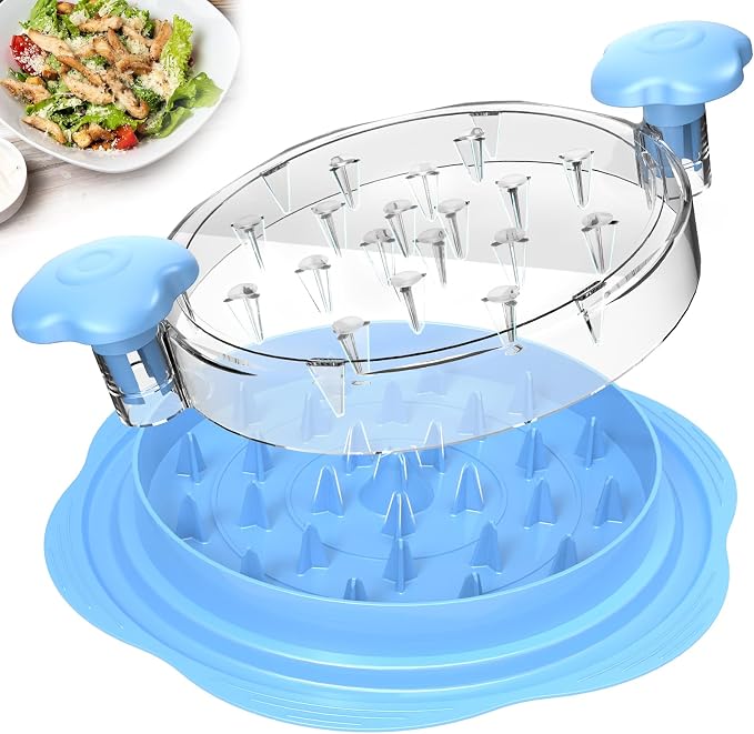 Chicken Shredder Tool Twist Large Meat Shredder with Brush&Fork, Sky Blue | Visible Chicken Breast Shredder, Strong Anti-Slip Strip, Ergonomic Handle, BPA Free, Kitchen Gadgets for Pork Beef Chicken