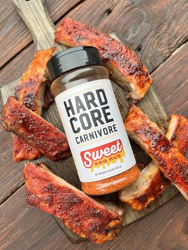 Hardcore Carnivore Sweet BBQ Rub for Pork, Ribs & Chicken, 12.25oz | Sweet and Savory BBQ Rub Perfect for Ribs, Pulled Pork and Chicken. MSG-Free & Gluten Free