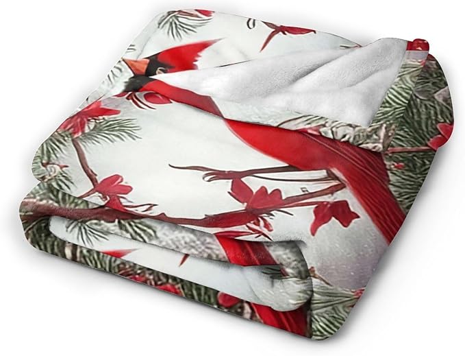 Cardinal Blanket Soft Cozy Cardinal Fleece Throw Blanket Lightweight Warm Red Bird Flannel Plush Stuff Decor Blanket Cardinal Gifts for Lover Girls Boys Kids Women Adults Bed Travel 50"x60"