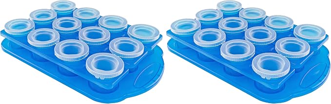 Fairly Odd Novelties 12pc Set-Add Water & Freeze to Make Ice Shot Glasses-Includes Serving Tray, One Size, Blue,FON-10051 (Pack of 2)