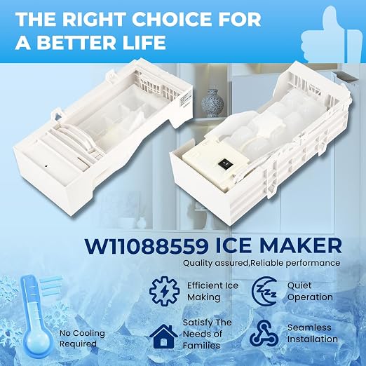 W11284458 W11088559 Refrigerator Ice Maker Replacement,Replace EAP12584610 AP6809232 PS12584610 (Upgraded OEM Quality) Easy Installation