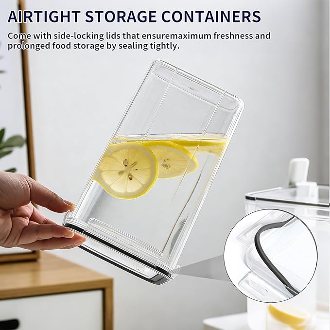 2pc 6.5L Airtight Food Storage Containers with Lids, Cups & Labels | Large BPA-Free Plastic Food Storage with Labels for Spaghetti, Cereal, Oats & Kitchen Pantry Organization, 2 Pack