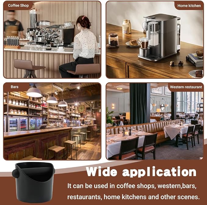 Espresso Knock Box 4.3 Inch, Compact Coffee Grounds Bin with Removable Knock Bar and Non-Slip Base, Splash-Proof for Most Espresso Machines for Home, Cafes, Restaurants