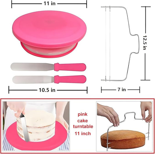 90 Pcs Cake Decorating Kit with Cake Turntable,Cake Leveler,24 Numbered Icing Piping Tips,2 Spatulas,3 Comb Scrapers,2 Couplers,5 Bag Ties and 50 Disposable Pastry Bags