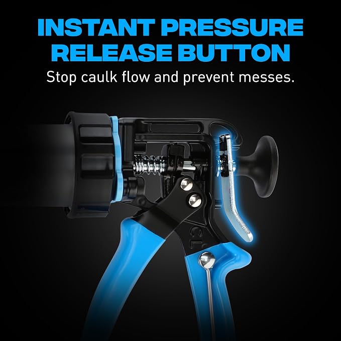 OX Professional Sausage Caulk Gun - 24:1 Thrust Heavy Duty Caulking Gun | 20 oz sausage caulking gun with 24:1 thrust ratio for high-viscosity materials - aluminum barrel - pistola de calafateo