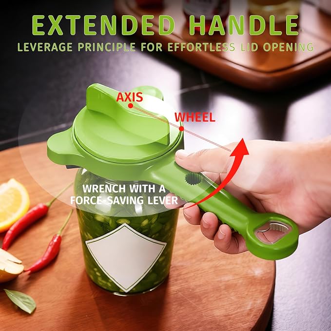 4-in-1 Jar Opener, Stainless Steel Lid Remover, Multi Functional Adjustable Stainless Lid Opener, Jar Openers for Seniors & Arthritis Sufferers & Weak Hands, for Kitchen Jars Bottles Cans