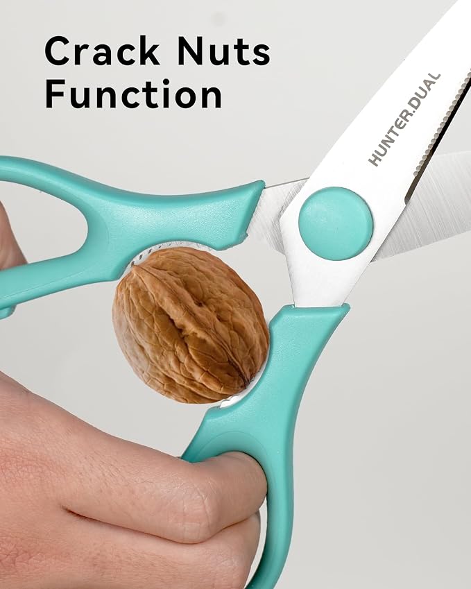 Kitchen Scissors for Food, HUNTER.DUAL Heavy Duty Come Apart Poultry Shears for Cooking, All Purpose for Cutting Chicken, Meat, Fish & Vegetables (Auqa, 8.35 Inch)