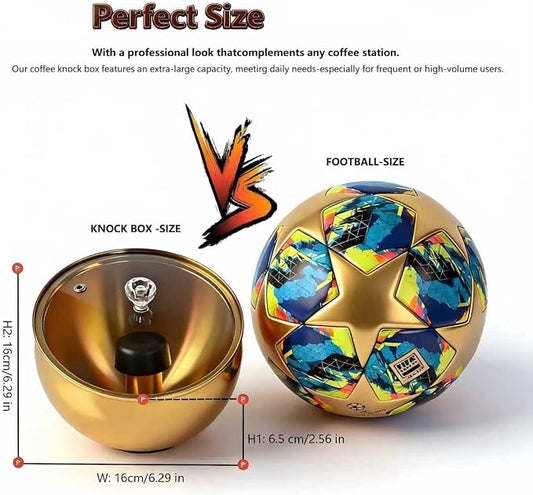 Upgraded Stainless Steel Espresso Knock Box Coffee Knock Box with Glass Lid and Magnetic Removable Knock Bar, Holds 20Double Espresso pucks & Coffee Grounds (GOLD)