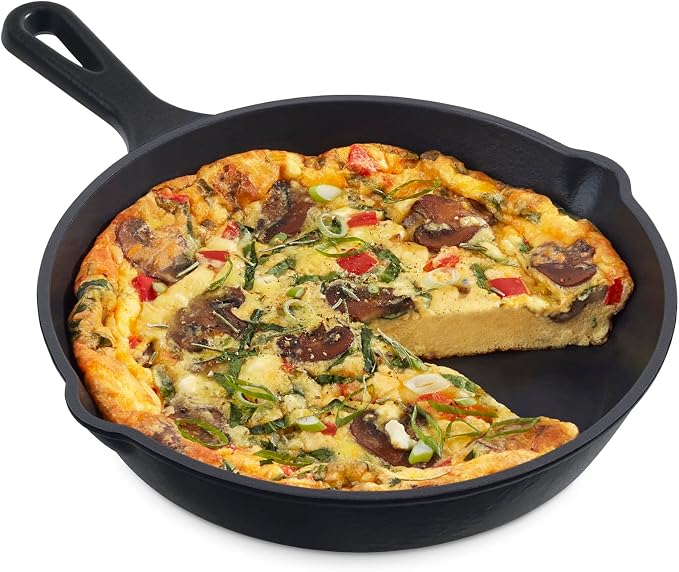 DASH Zakarian x Nonstick Cast Iron Skillet - Versatile Frying Pan Cookware - Oven-Safe Searing Skillet with Pour Spout and Quick-Clean Surface - Rust-Resistant - Black, 9.5-Inch