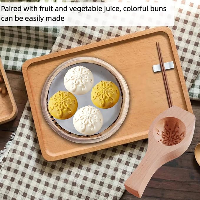 Wooden Bao Bun Maker | Handcrafted, Food-Grade Hardwood, Multi-Purpose, Ergonomic Handle, Non-Stick Surface