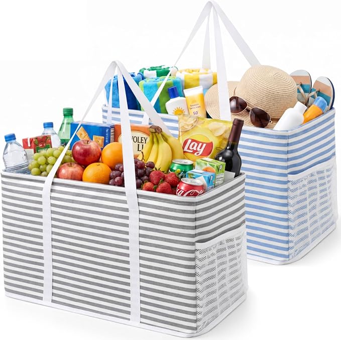 Lifewit Extra Large Tote Bag, Reusable Grocery Bags with Metal Wire Frame and Handles