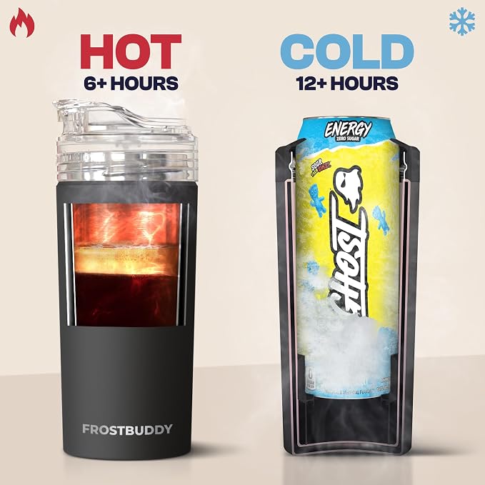Frost Buddy XL Can Cooler - Fits 12-24 oz Cans (Vanilla Ice Cream) | Keeps drinks chilled 12+ hrs | No sweat, no condensation | Fits slim & standard cans | Durable, portable design