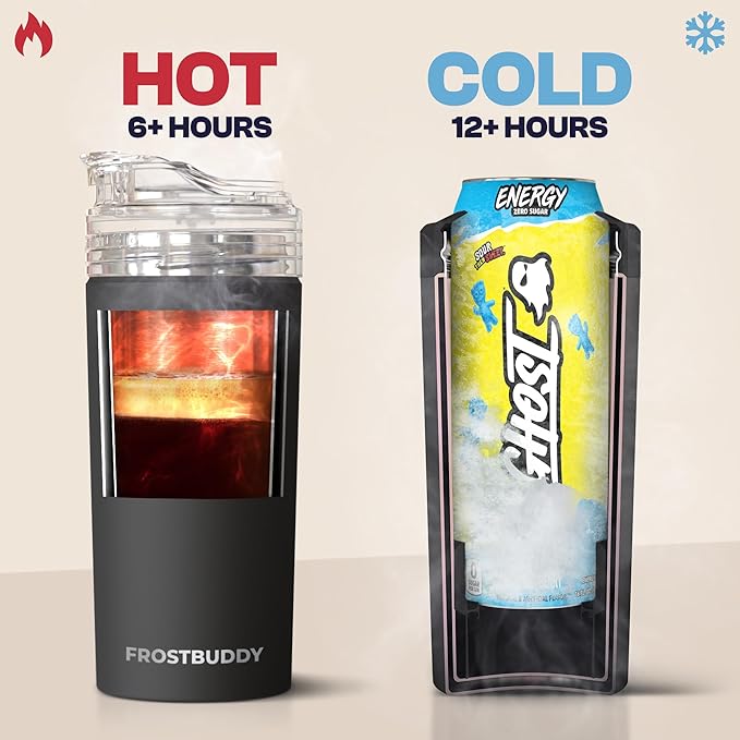 Frost Buddy XL Can Cooler - Fits 12/16/20/24 oz Cans & Bottles (Crimson) | Keeps drinks chilled 12+ hrs | No sweat, no condensation | Fits slim & standard cans