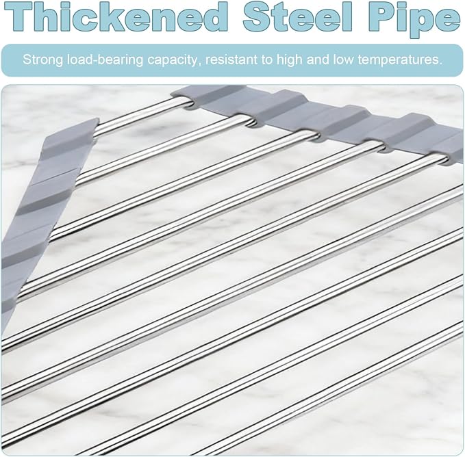 Triangle Dish Drying Rack, Corner Sink Caddy, Over The Sink Corner Drainer with Sponge Holder | Foldable, Non-Slip Stainless Steel for Kitchen Sink | Space Saving Design