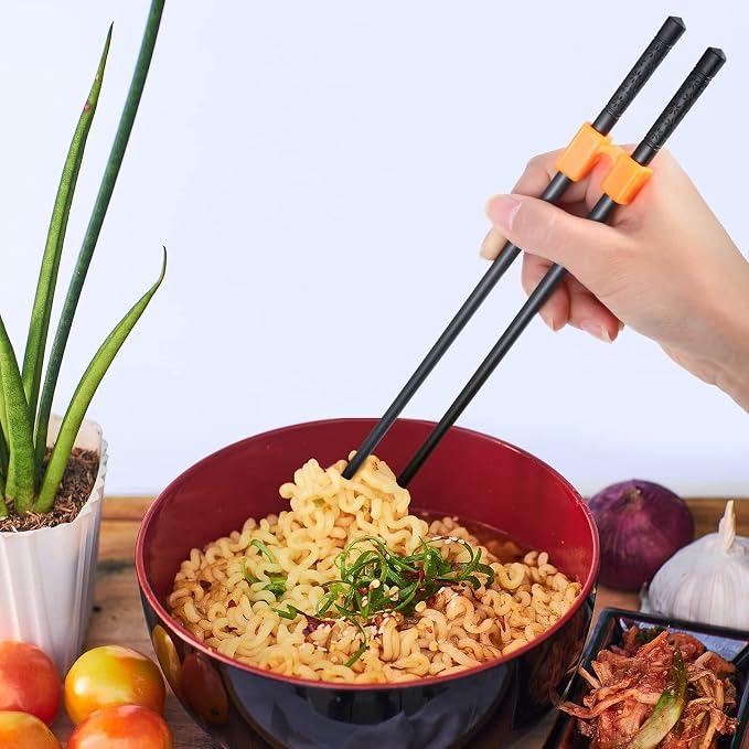 5 Pairs Reusable Chopsticks Helpers Training Chopstick for Beginner Replaceable Practice Chopsticks Non-slip Training Chopstick for Adults Learner(Polymer,Black)